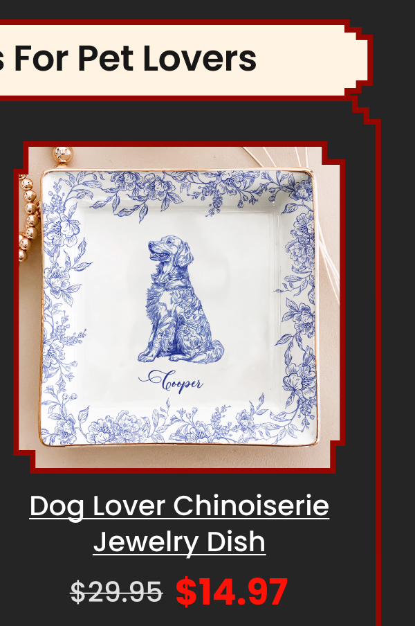 Dog Lover Gift Chinoiserie Jewelry Dish