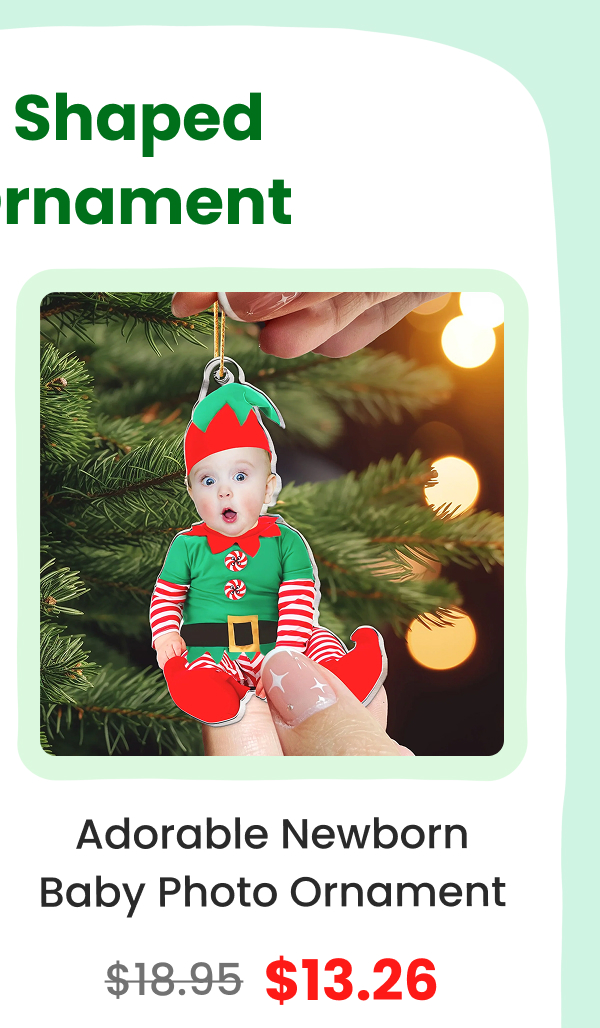 Adorable Newborn Baby Elf Babys Photo First Christmas Ornament