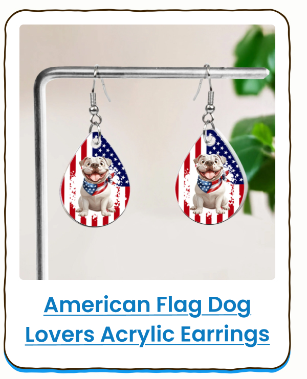 American Flag Dog Lovers Acrylic Earrings