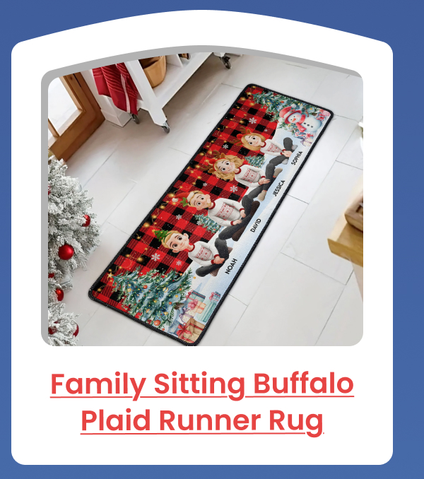 Family Sitting Buffalo Plaid Runner Rug