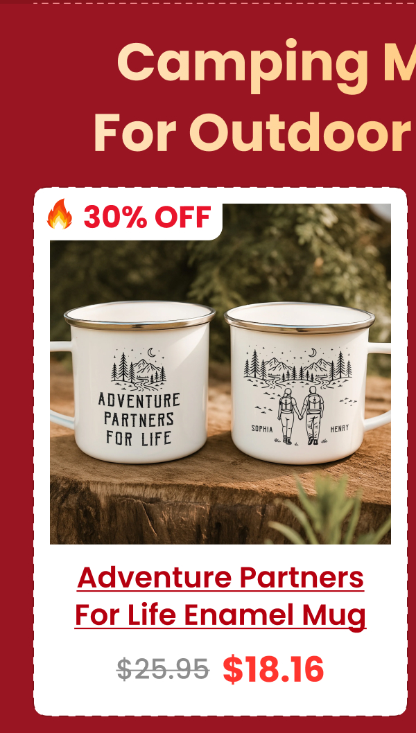 Adventure Partners For Life Couple Gift Enamel Mug