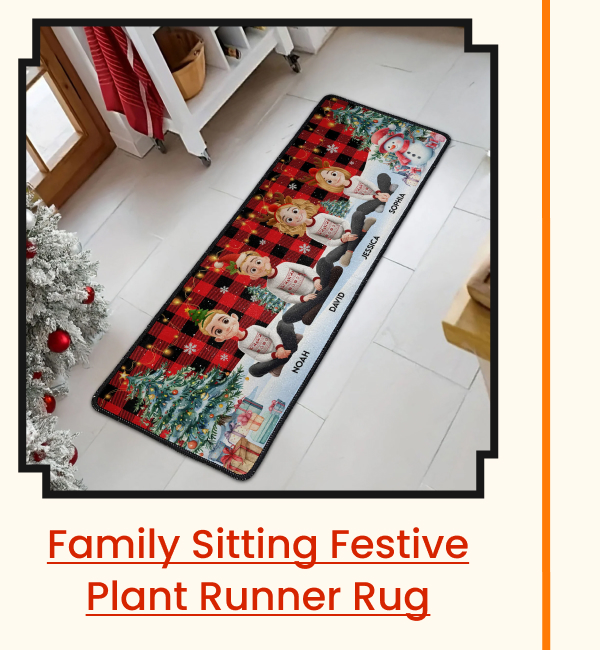 Family Sitting Festive Plant Runner Rug