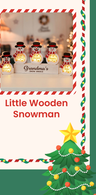 Little Snowmen Lighted Wooden Snowman