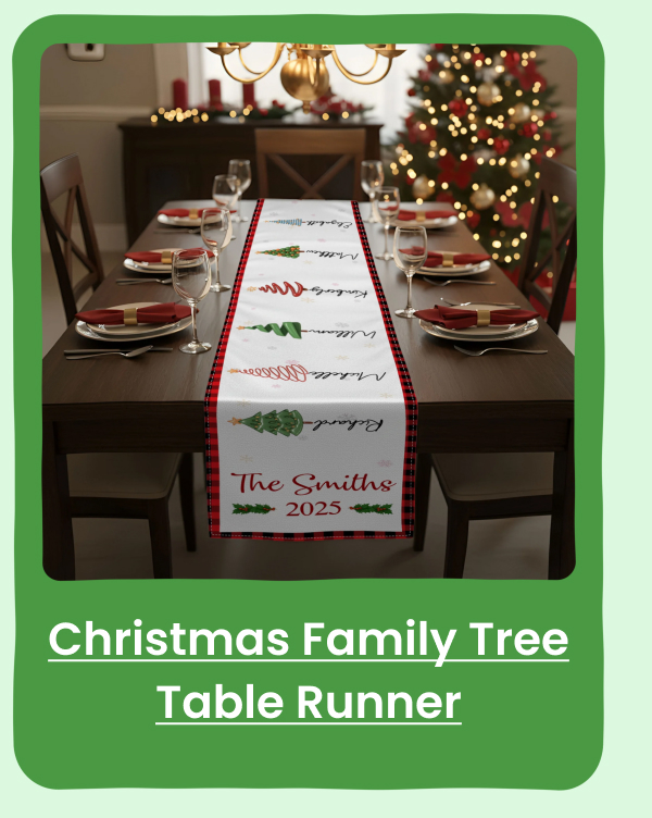 Christmas Family Tree Table Runner