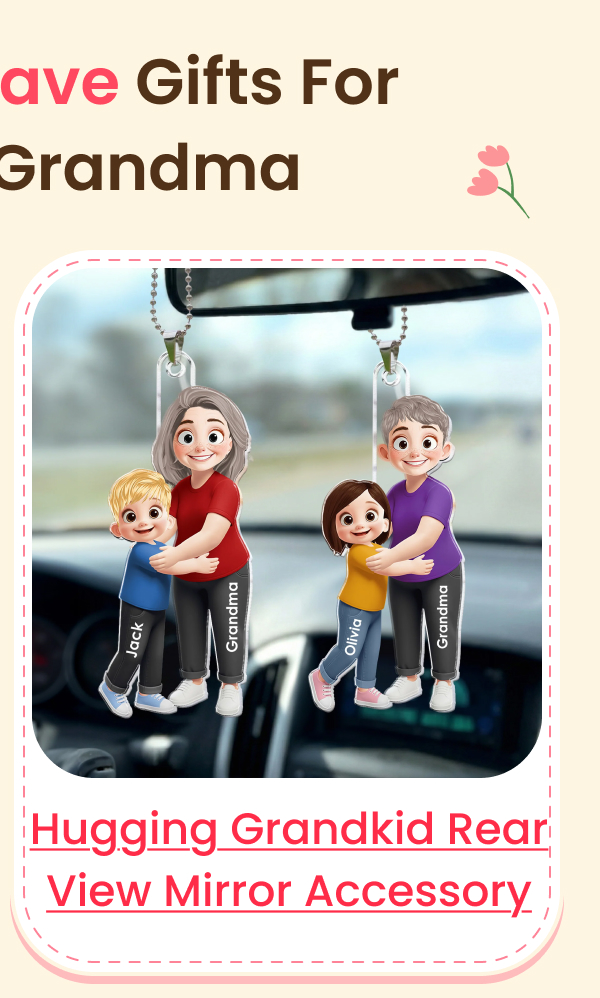 Grandma Hugging Grandkid Rear View Mirror Accessory