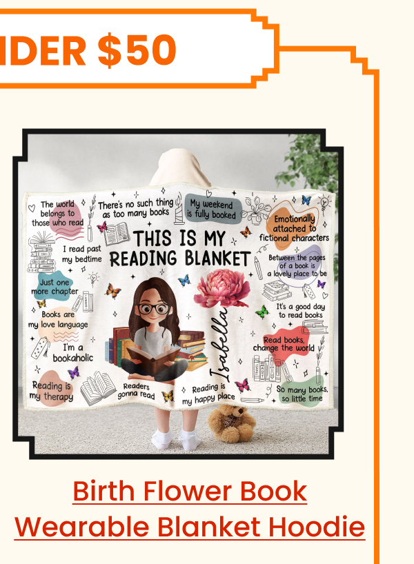Birth Flower Book Wearable Blanket Hoodie