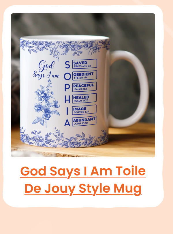 God Says I Am Toile De Jouy Style Mug