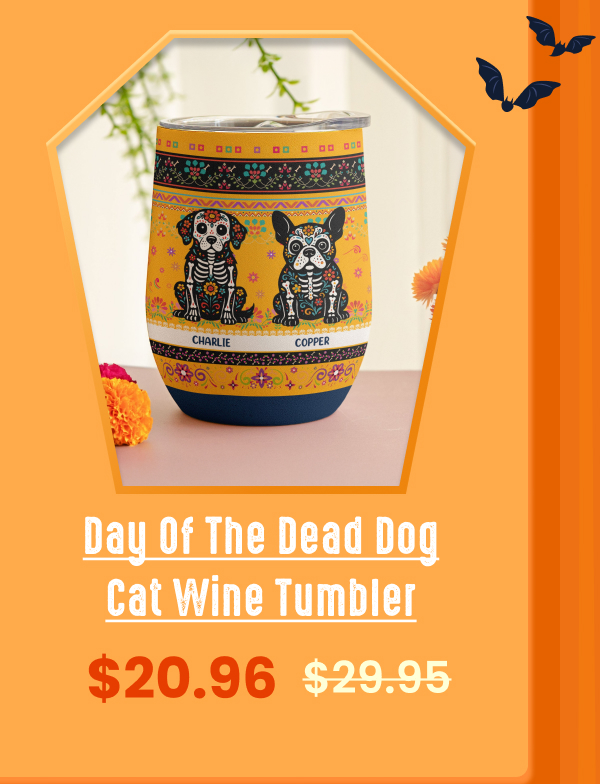 Day Of The Dead Dog Cat Wine Tumbler