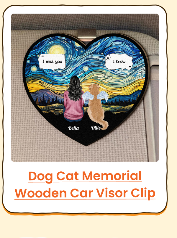 Dog Cat Memorial Wooden Car Visor Clip