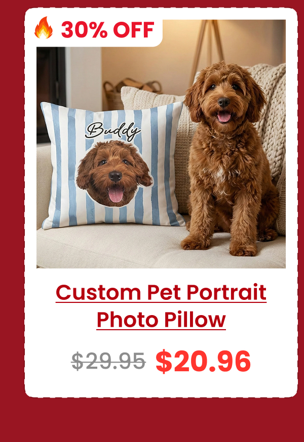 Custom Pet Portrait Dog Lover Cat Lover Gift Personalized Photo Pillow