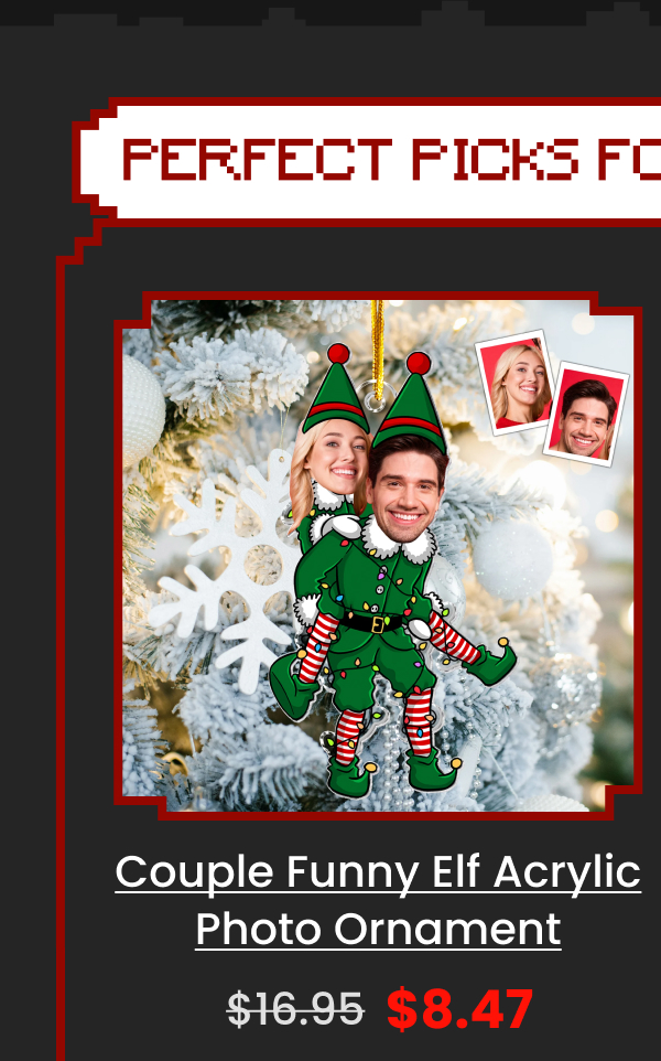 Couple Funny Elf Acrylic Photo Ornament