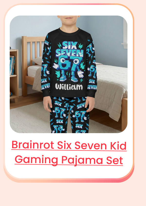 Brainrot Six Seven Kid Gaming Pajama Set