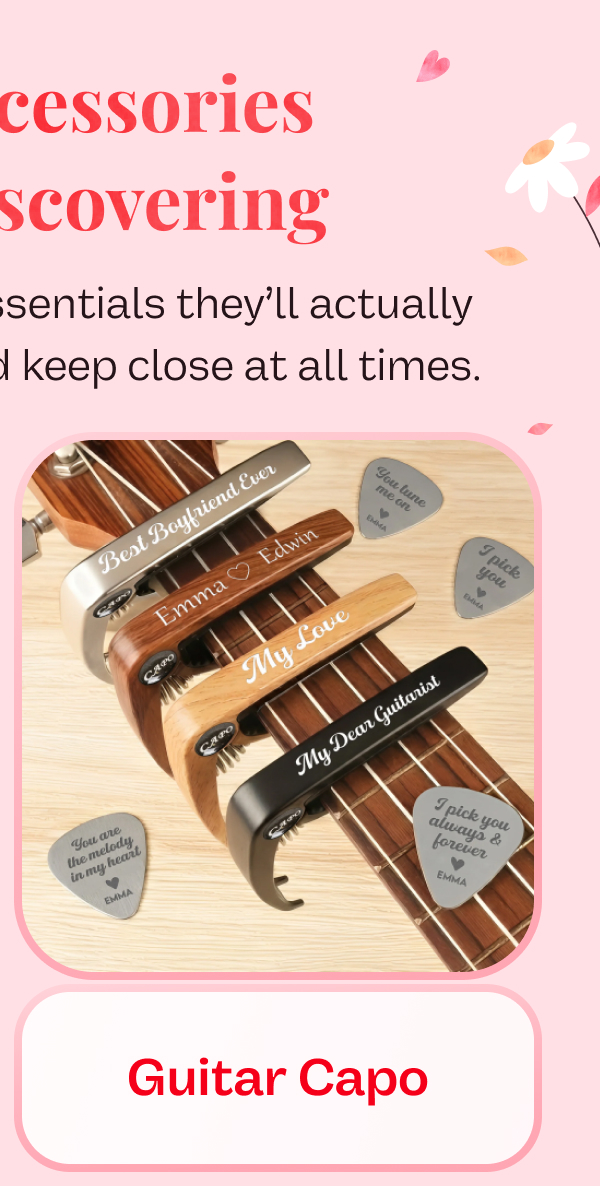 Engraved Guitar Capo With Picks