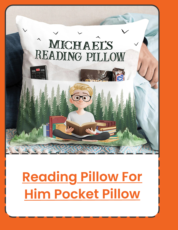 Reading Pillow For Him, Son Pocket Pillow 