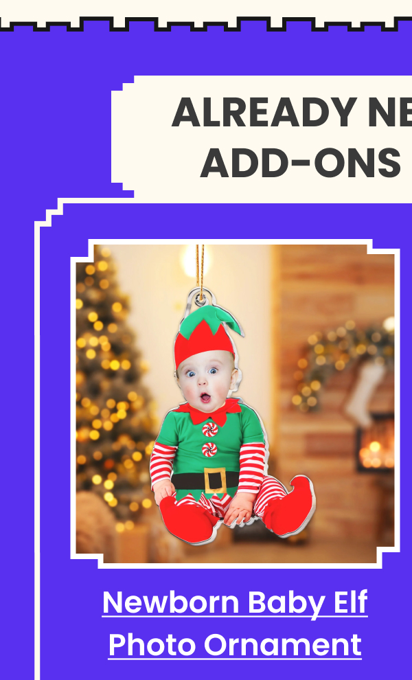 Adorable Newborn Baby Elf Photo Ornament