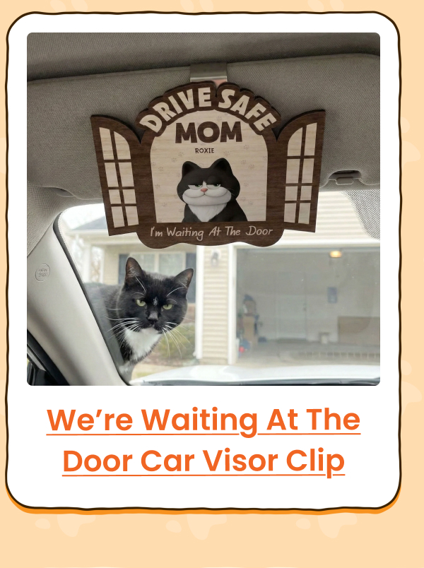 We're Waiting At The Door Wooden Car Visor Clip
