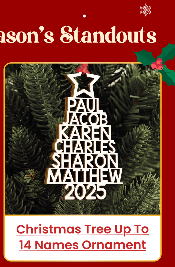 Custom Family Names 2025 Christmas Tree Ornament Up To 14 Names