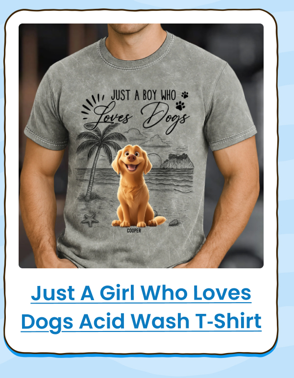 Just A Girl Who Loves Dogs Acid Wash T‑Shirt