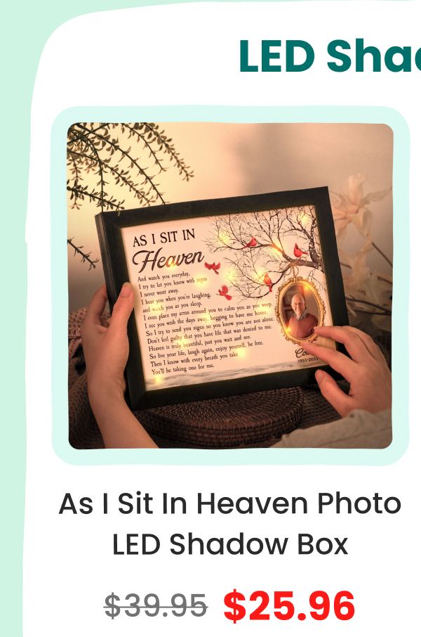 As I Sit In Heaven Memorial Photo LED Shadow Box