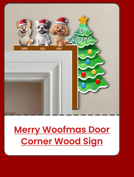 Merry Woofmas Door Corner Wood Sign