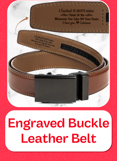 Leather Belt With Engraved Buckle