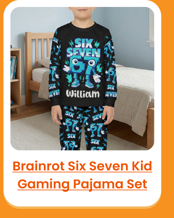 Brainrot Six Seven Kid Gaming Pajama Set