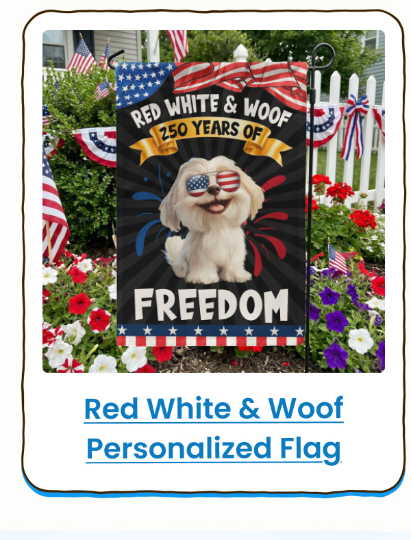 Red White & Woof Personalized Flag