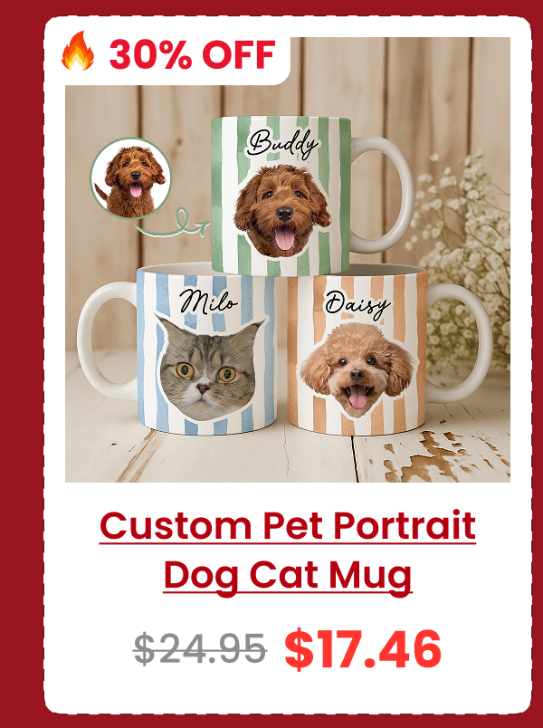 Custom Pet Portrait Mug Dog Lover Cat Lover Gift Mug