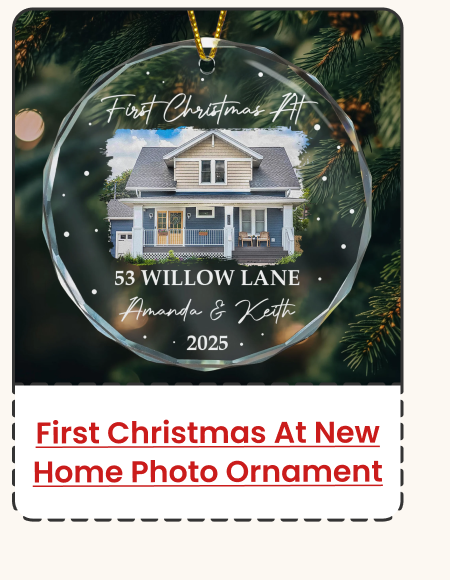 First Christmas At New Home Glass Photo Ornament