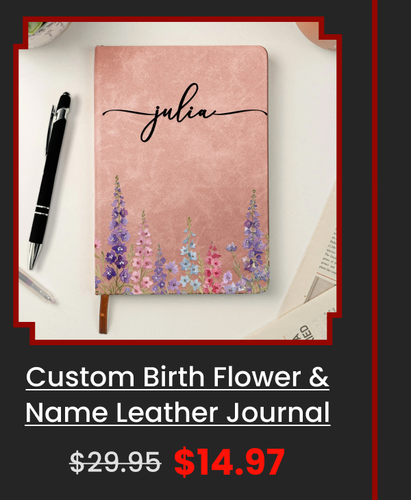 Custom Birth Flower & Name Leather Journal