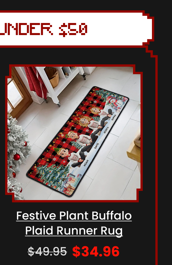 Festive Plant Buffalo Plaid Runner Rug