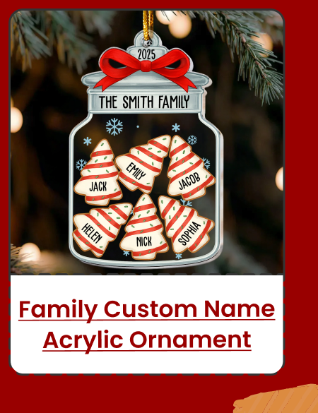 Family Christmas Jar Custom Name Acrylic Ornament