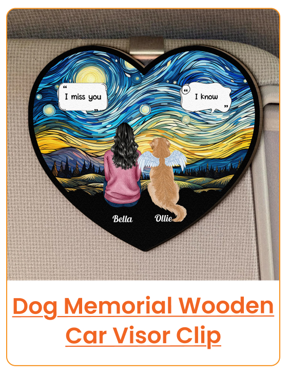 Dog Memorial Wooden Car Visor Clip