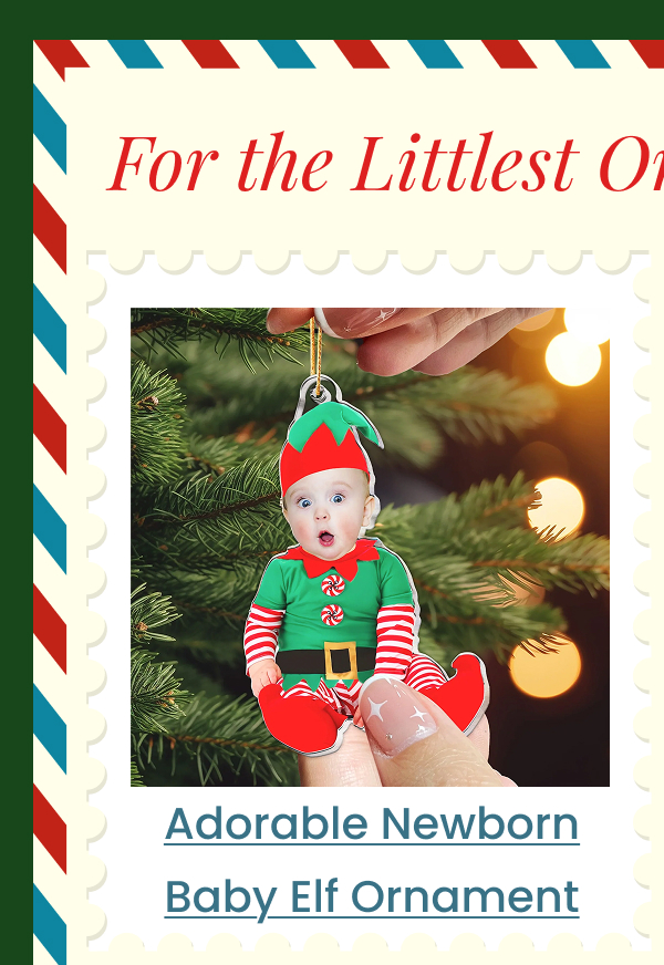 Adorable Newborn Baby Elf First Christmas Ornament