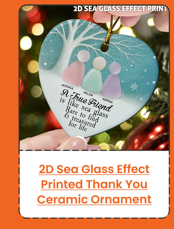 2D Sea Glass Effect Printed Thank You Friendship Gifts Ceramic Ornament