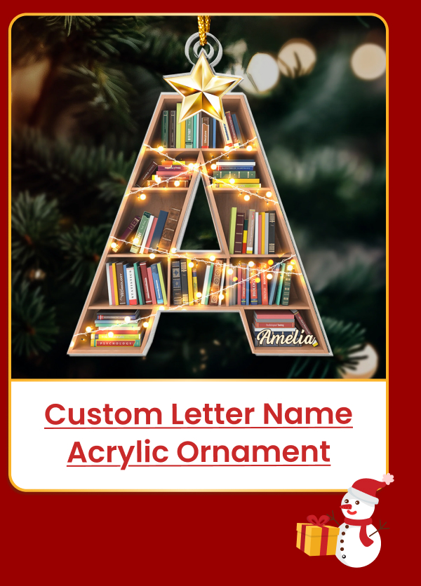 Christmas Booklovers Ornaments Custom Letter Name Acrylic Ornament