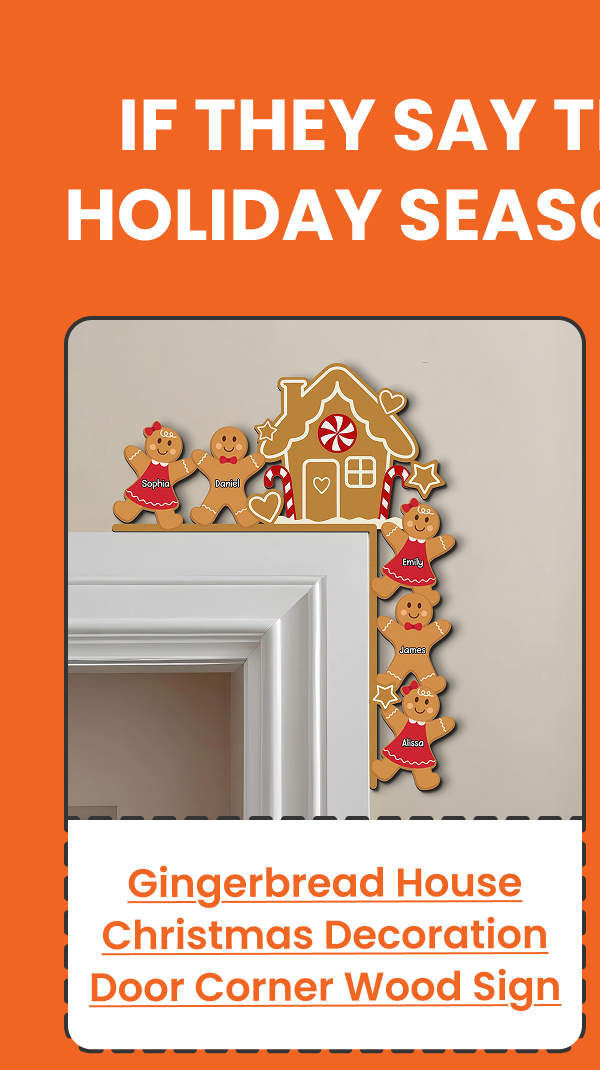 Gingerbread House Christmas Decoration Door Corner Wood Sign