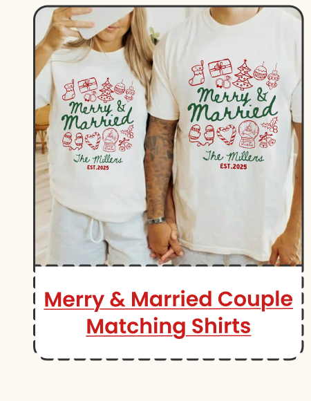 Merry & Married First Christmas as Mr and Mrs Couple Matching Shirts