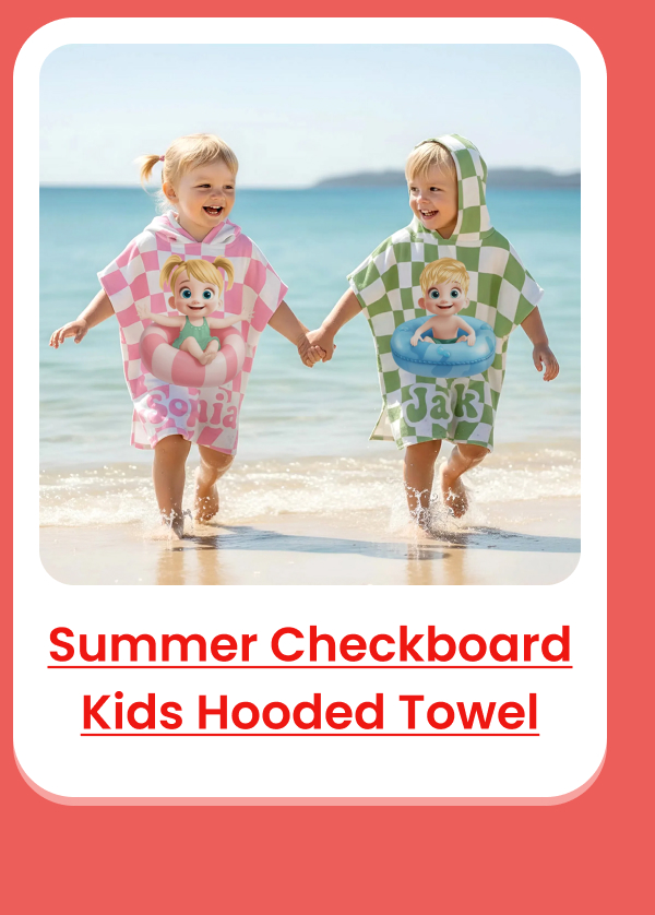 Summer Checkboard Kids Hooded Towel