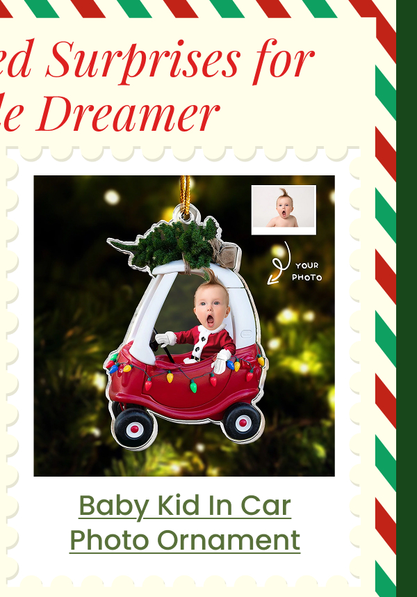 Baby Kid In Car Newborn Photo Ornament