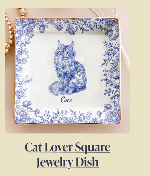 Cat Lover Square Jewelry Dish