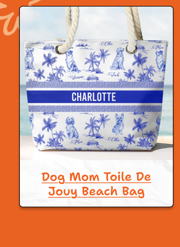 Dog Mom Toile De Jouy Beach Bag