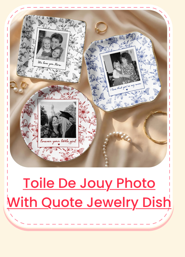Toile De Jouy Photo With Quote Jewelry Dish