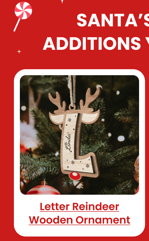 Christmas Letter Reindeer Wooden Ornament