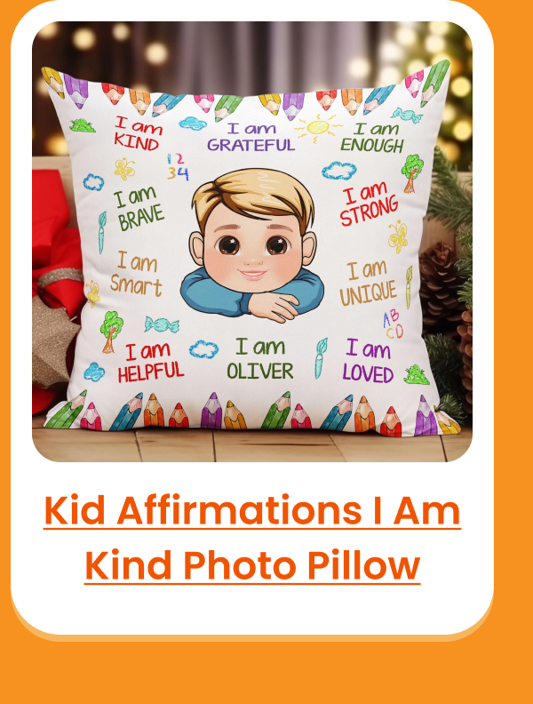 Kid Affirmations I Am Kind Photo Pillow