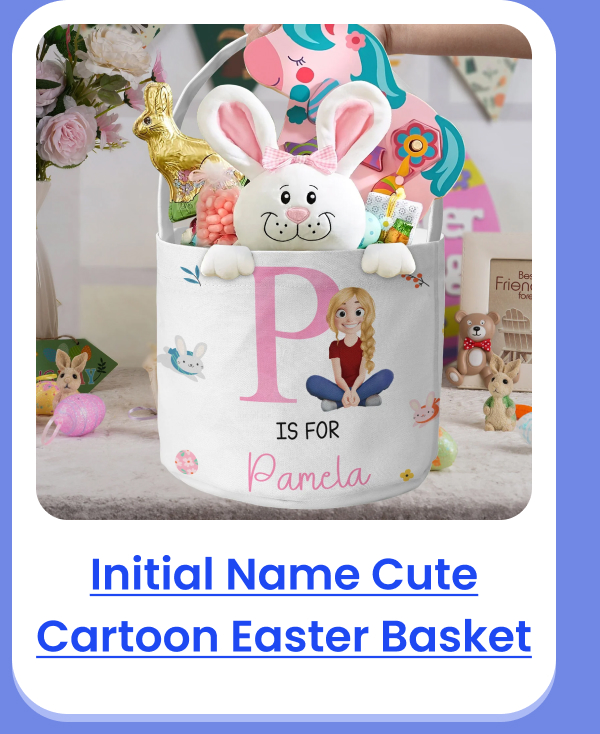 Initial Name Cute Cartoon Easter Basket