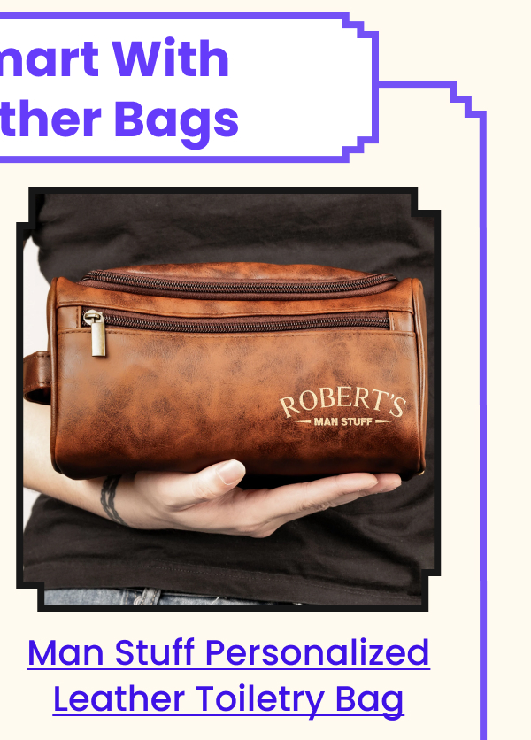 Man Stuff Personalized Leather Toiletry Bag