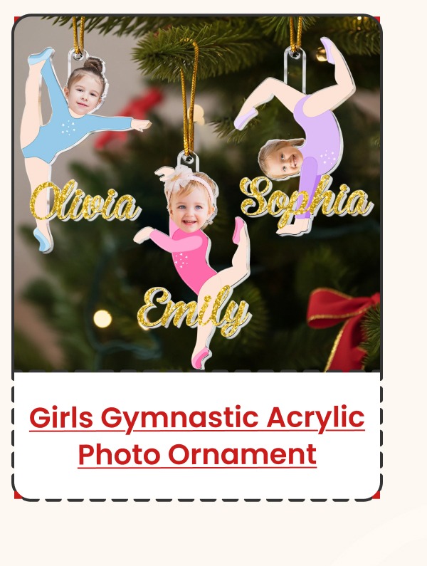Girls Gymnastic Christmas Ornament Acrylic Photo Ornament