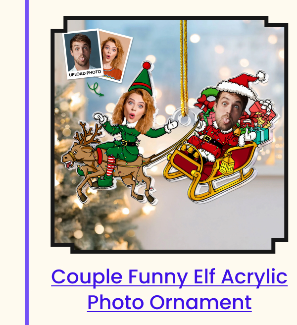 Couple Funny Elf Acrylic Photo Ornament
