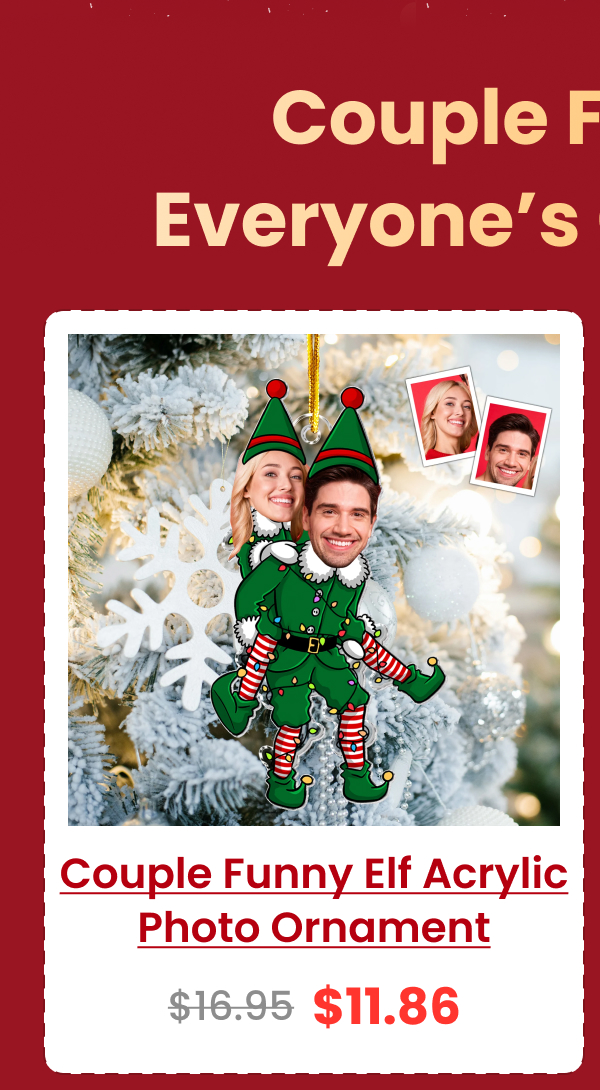 Couple Funny Elf Acrylic Photo Ornament